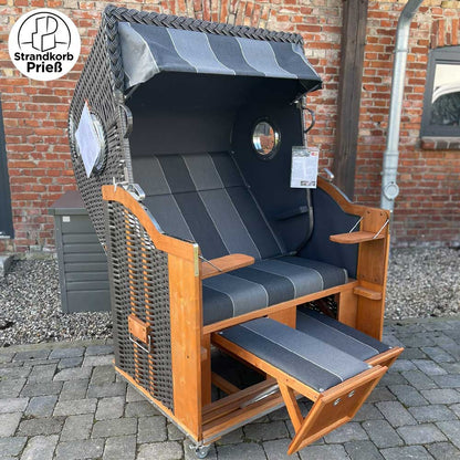 FBZ-05 Strandkorb Sonnenpartner Modell Classic Holz natur lasiert Geflecht anthrazit Dessin 29-707 - Strandkorb Prieß