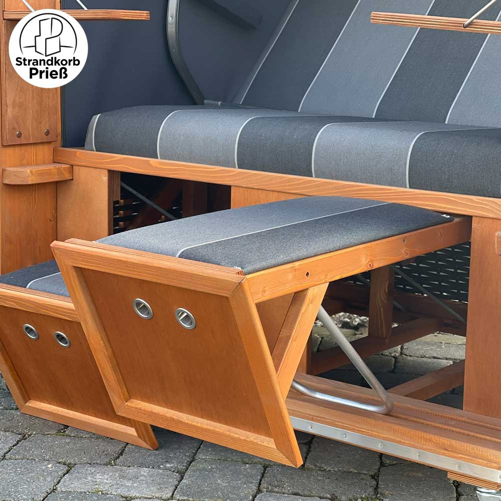 FBZ-05 Strandkorb Sonnenpartner Modell Classic Holz natur lasiert Geflecht anthrazit Dessin 29-707 - Strandkorb Prieß