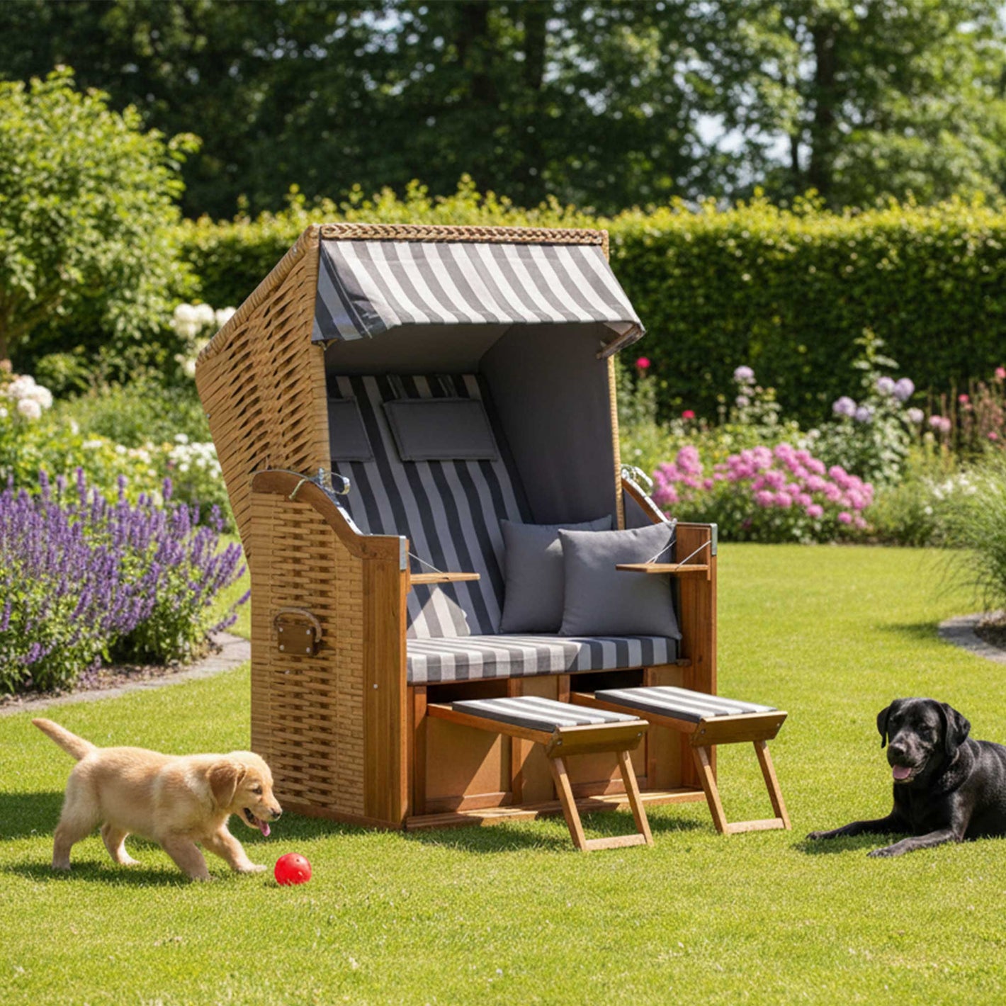 Strandkorb Trendy Trend 10 PE-Geflecht nature Dessin 755 grau anthrazit