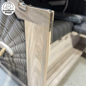 Ausstellung - Strandkorb Keitum Vintage Teak 130 cm Rattangeflecht Dessin Innsbruck 42665 - Strandkorb Fachhandel Prieß