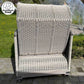 Strandkorb Landhaus Sylt Teak Vintage 120 cm, Rattangeflecht white washed, Dessin Cadiz 32708 - Strandkorb Fachhandel Prieß