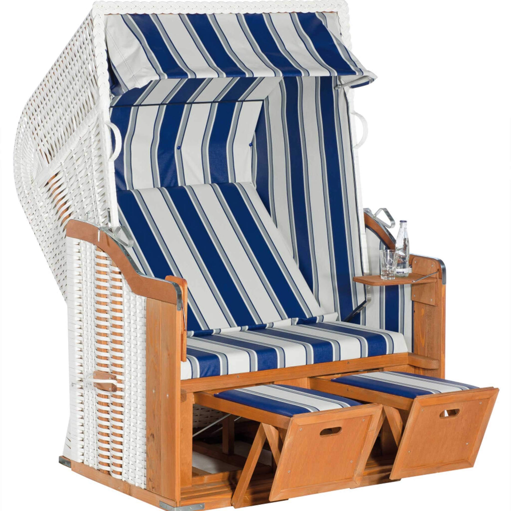 Strandkorb wetterfest blau weiss