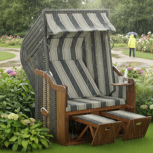 Strandkorb SunnySmart Rustikal 250 Basic, PVC-Geflecht anthrazit, PVC Stoff 640