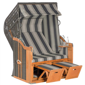 Strandkorb SunnySmart Rustikal 250 Basic, PVC-Geflecht anthrazit, PVC Stoff 640