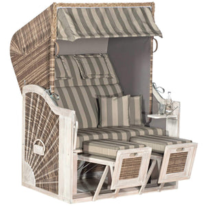 Strandkorb SunnySmart Rustikal 285 Z Sun, Pinienholz Iceflower-Optik, PE-Geflecht mix-brown - Dessin 1248 sand braun