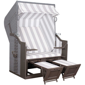 Komplettpaket Strandkorb Trendy Profi Ostsee Fehmarn Mahagoni grey PE grey Des. 989