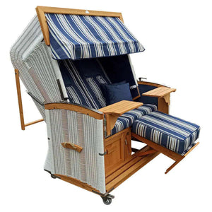 Strandkorb Eiderstedter Typ 3, Form Welle, Dessin cerda-listado-balta-marino-claro-33 Nr. 132 - Strandkorb Fachhandel Prieß