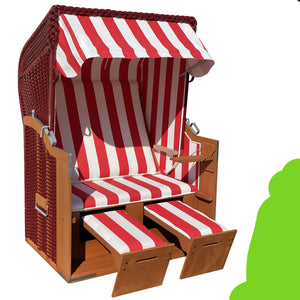 Strandkorb Eggers Standard PVC Geflecht bordeaux, Dessin PVC Folie rot weiss E18 - Strandkorb Fachhandel Prieß