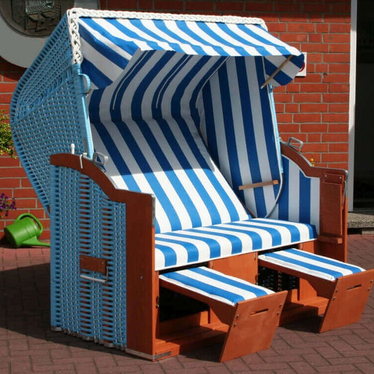 Strandkorb Eggers Standard PVC Geflecht hellblau, Dessin PVC E14 - Strandkorb Fachhandel Prieß