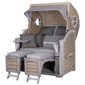 Strandkorb deVries PURE Seemöwe Vintage PE white kubu 3 Größen wählbar, Des. 466 - Strandkorb Fachhandel Prieß