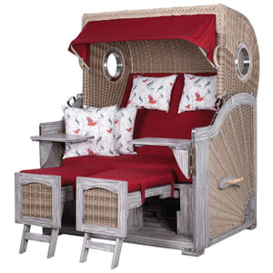 Strandkorb deVries PURE Seemöwe Vintage PE white kubu 3 Größen wählbar, Des. 107 - Strandkorb Fachhandel Prieß