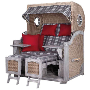 Strandkorb deVries PURE Seemöwe Vintage PE white kubu 3 Größen wählbar, Des. 188 - Strandkorb Fachhandel Prieß