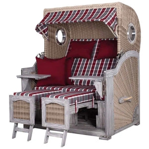 Strandkorb deVries PURE Seemöwe Vintage PE white kubu 3 Größen wählbar, Des. 230 - Strandkorb Fachhandel Prieß