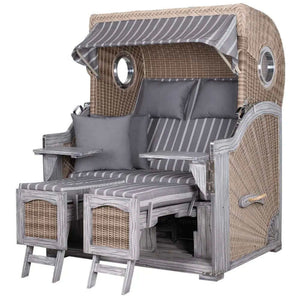 Strandkorb deVries PURE Seemöwe Vintage PE white kubu 3 Größen wählbar, Des. 235 - Strandkorb Fachhandel Prieß