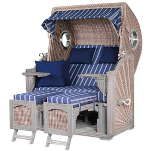 Strandkorb deVries PURE Seemöwe Vintage PE white kubu 3 Größen wählbar, Des. 236 - Strandkorb Fachhandel Prieß