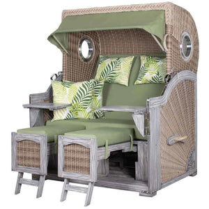 Strandkorb deVries PURE Seemöwe Vintage PE white kubu 3 Größen wählbar, Des. 242 - Strandkorb Fachhandel Prieß