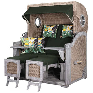 Strandkorb deVries PURE Seemöwe Vintage PE white kubu 3 Größen wählbar, Des. 244 - Strandkorb Fachhandel Prieß