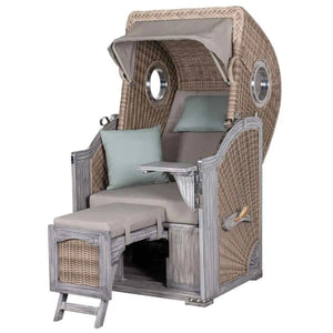 Strandkorb deVries PURE Seemöwe Vintage PE white kubu 3 Größen wählbar, Des. 483 - Strandkorb Fachhandel Prieß