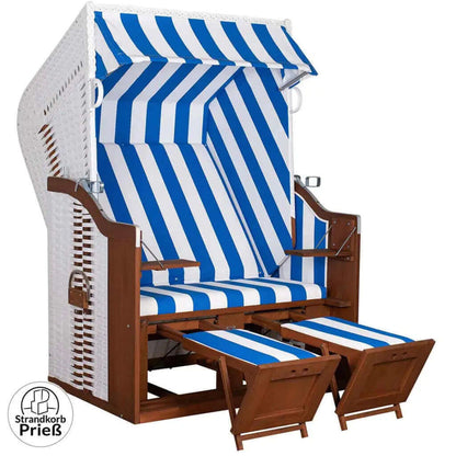 Strandkorb Trendy Profi Ostsee Fehmarn, Mahagoni, PE weiss, Des. 991 - Strandkorb Fachhandel Prieß