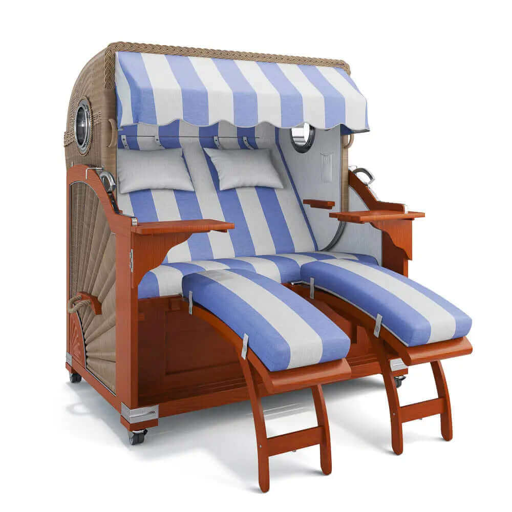 Strandkorb Kampen Mahagoni 145 cm Rattangeflecht Dessin Barcelona 63605 - Strandkorb Fachhandel Prieß