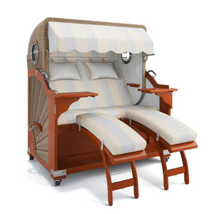 Strandkorb Kampen Mahagoni 145 cm Rattangeflecht Dessin Barcelona 63608 - Strandkorb Fachhandel Prieß