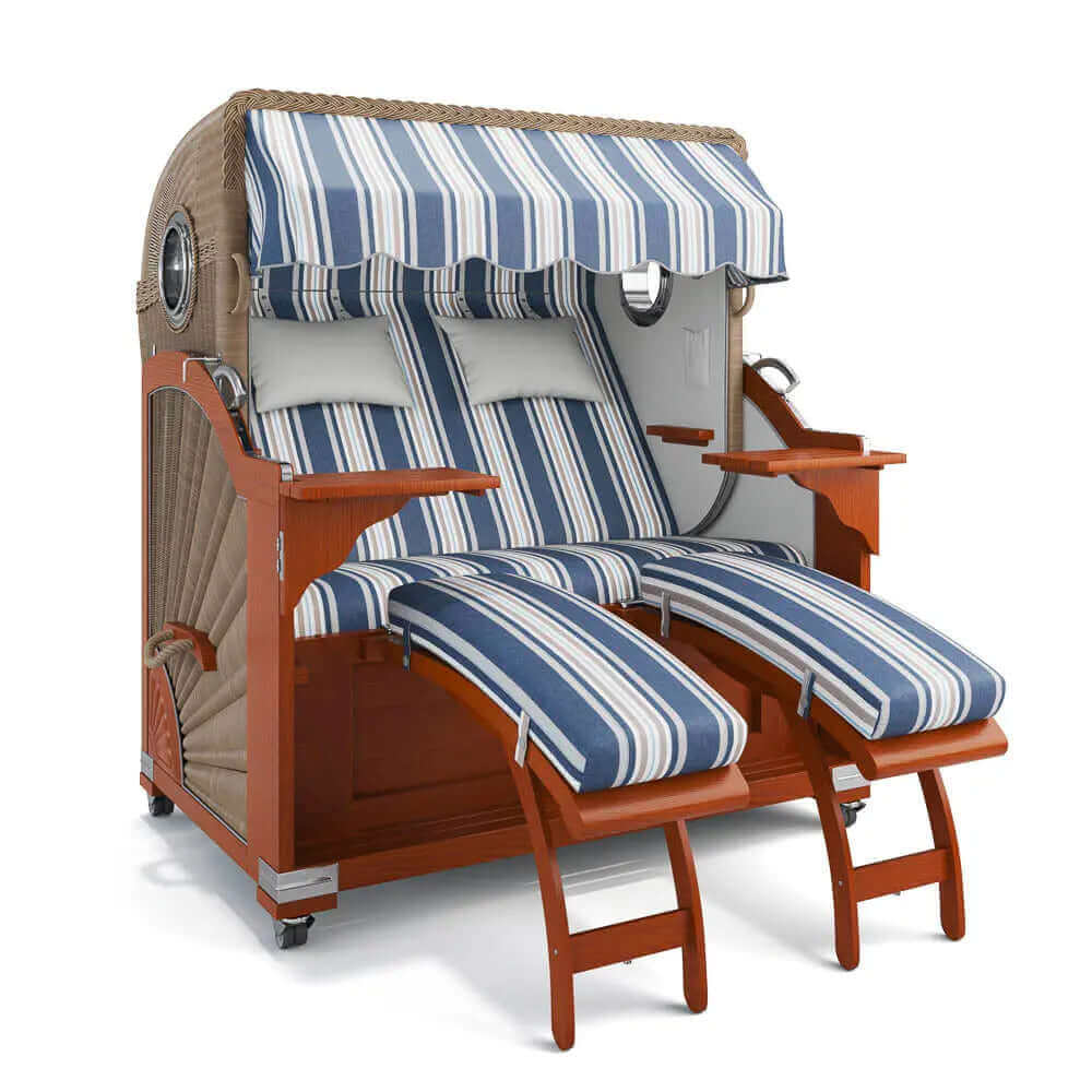 Strandkorb Kampen Mahagoni 145 cm Rattangeflecht Dessin Granada 55205 - Strandkorb Fachhandel Prieß