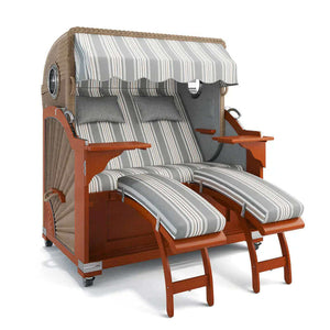 Strandkorb Kampen Mahagoni 145 cm Rattangeflecht Dessin Granada 55208 - Strandkorb Fachhandel Prieß
