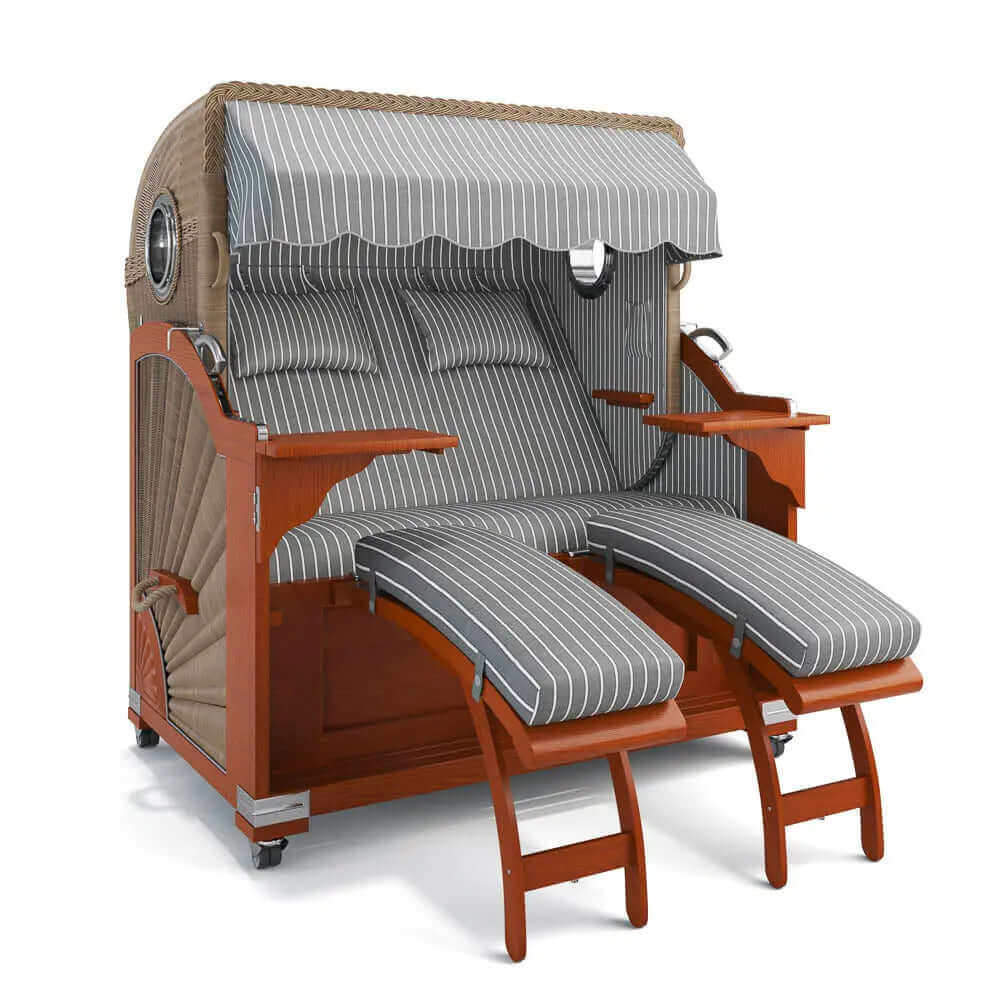 Strandkorb Kampen Mahagoni 145 cm Rattangeflecht Dessin Hannover 95418 - Strandkorb Fachhandel Prieß