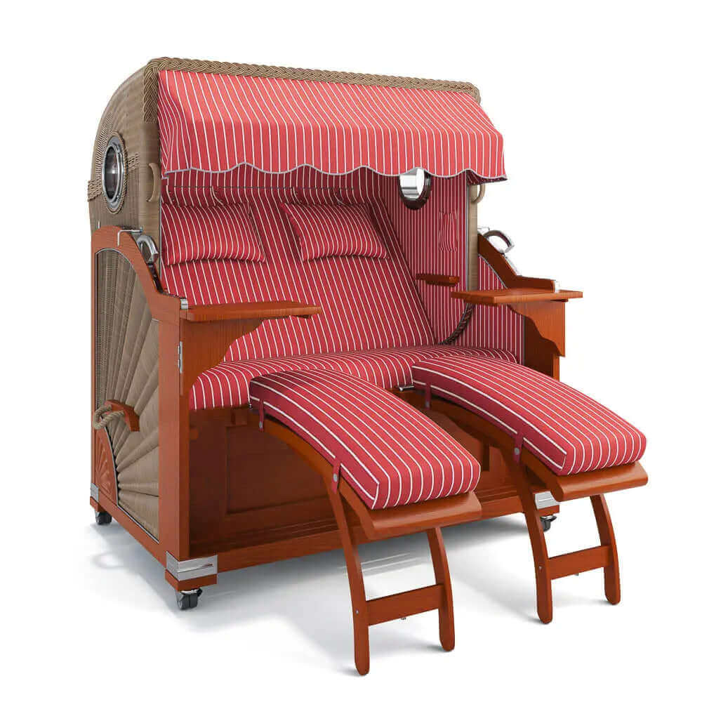 Strandkorb Kampen Mahagoni 145 cm Rattangeflecht Dessin Hannover 95403 - Strandkorb Fachhandel Prieß
