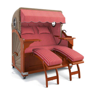 Strandkorb Kampen Mahagoni 145 cm Rattangeflecht Dessin Hannover 95403 - Strandkorb Fachhandel Prieß