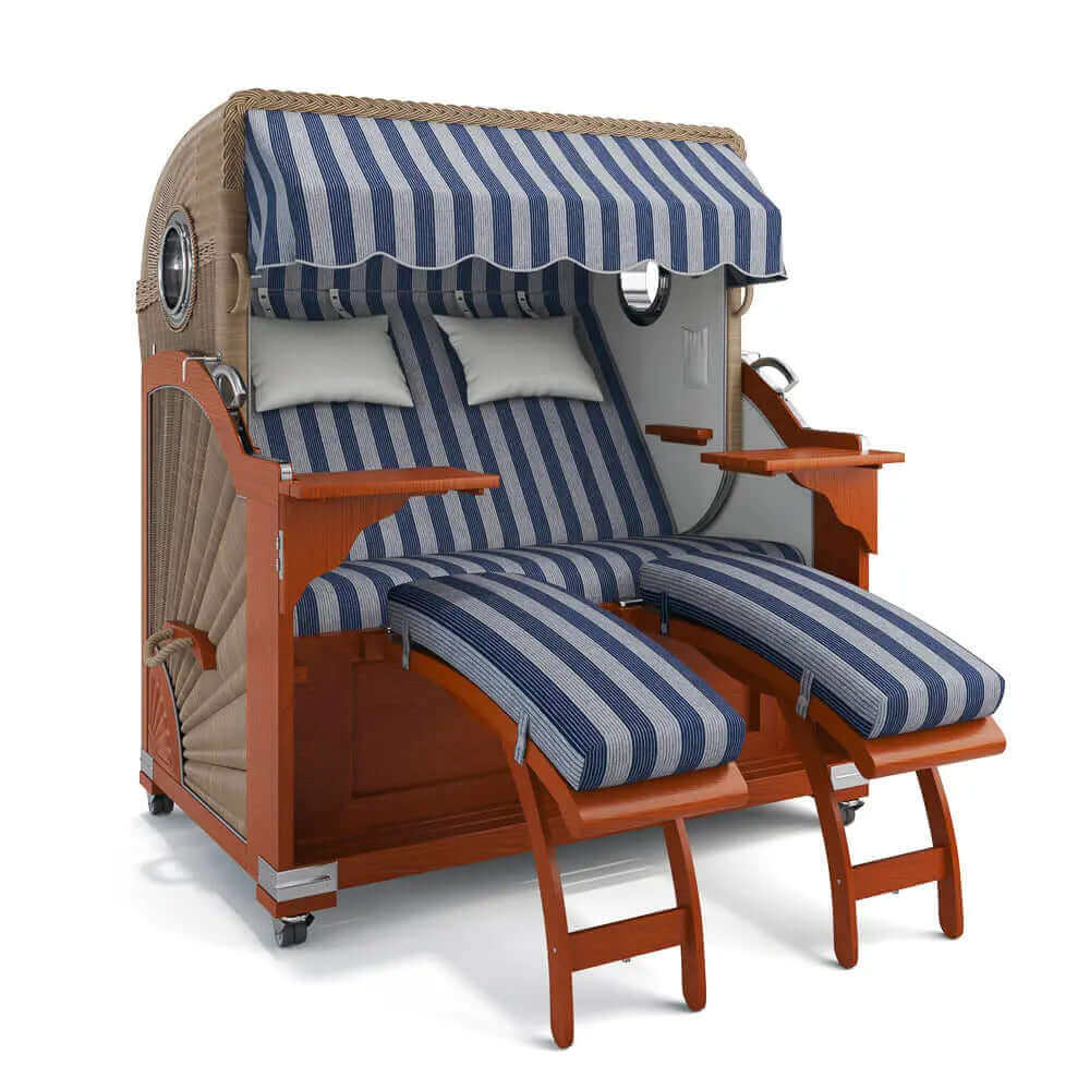 Strandkorb Kampen Mahagoni 145 cm Rattangeflecht Dessin Ibiza 64205 - Strandkorb Fachhandel Prieß