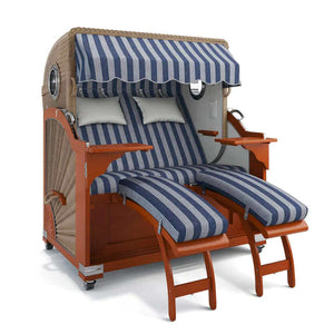 Strandkorb Kampen Mahagoni 145 cm Rattangeflecht Dessin Ibiza 64205 - Strandkorb Fachhandel Prieß
