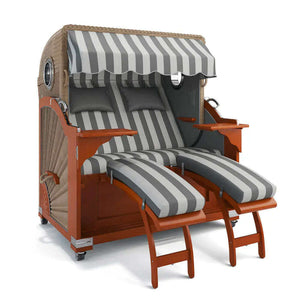 Strandkorb Kampen Mahagoni 145 cm Rattangeflecht Dessin Marbella 62608 - Strandkorb Fachhandel Prieß