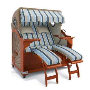 Strandkorb Kampen Mahagoni 145 cm Rattangeflecht Dessin Valencia 65205 - Strandkorb Fachhandel Prieß