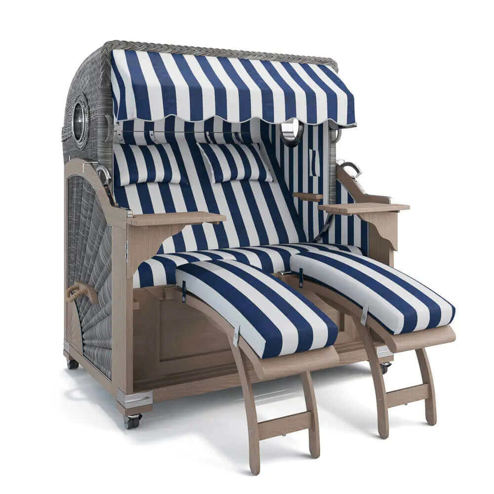 Strandkorb Kampen Teak Vintage Bullauge, Dessin Hamburg 45925 - Strandkorb Fachhandel Prieß