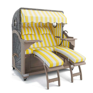Strandkorb Kampen Teak Vintage Bullauge, Dessin Hamburg 45901 - Strandkorb Fachhandel Prieß