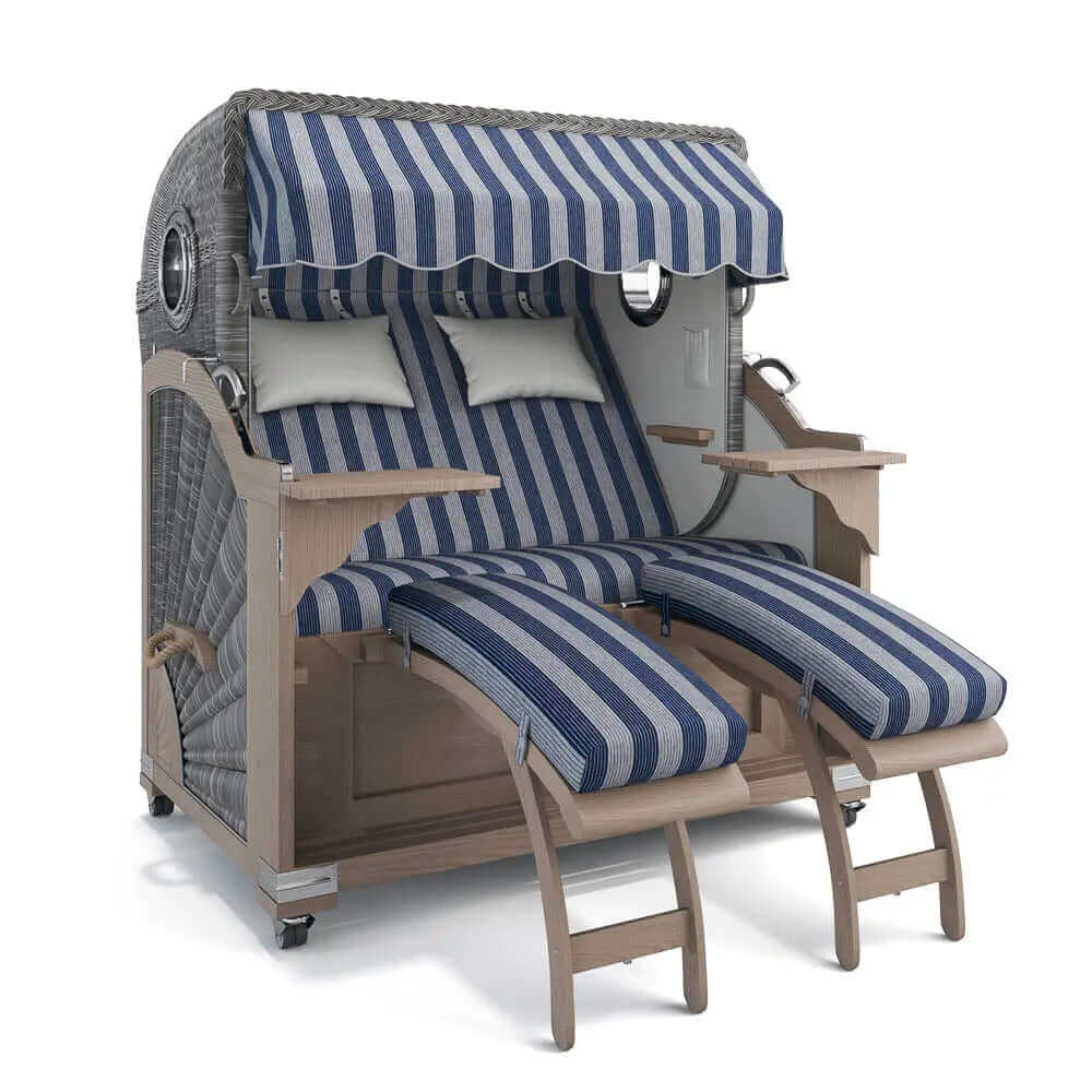 Strandkorb Kampen Teak Vintage Bullauge, Dessin Ibiza 64205 - Strandkorb Fachhandel Prieß