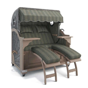 Strandkorb Kampen Teak Vintage Bullauge, Dessin Innsbruck 42640 - Strandkorb Fachhandel Prieß