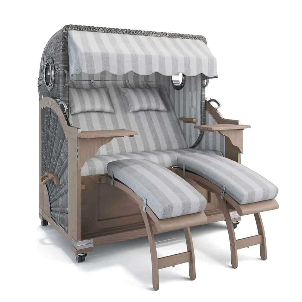 Strandkorb Kampen Teak Vintage Bullauge, Dessin Innsbruck 42655 - Strandkorb Fachhandel Prieß