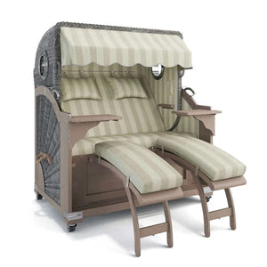 Strandkorb Kampen Teak Vintage Bullauge, Dessin Innsbruck 42639 - Strandkorb Fachhandel Prieß