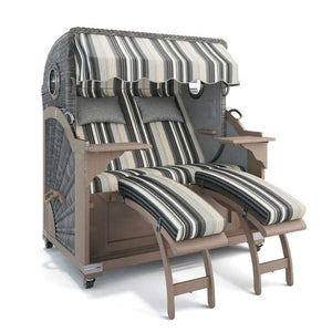 Strandkorb Kampen Teak Vintage Bullauge, Dessin Lissabon 52218 - Strandkorb Fachhandel Prieß