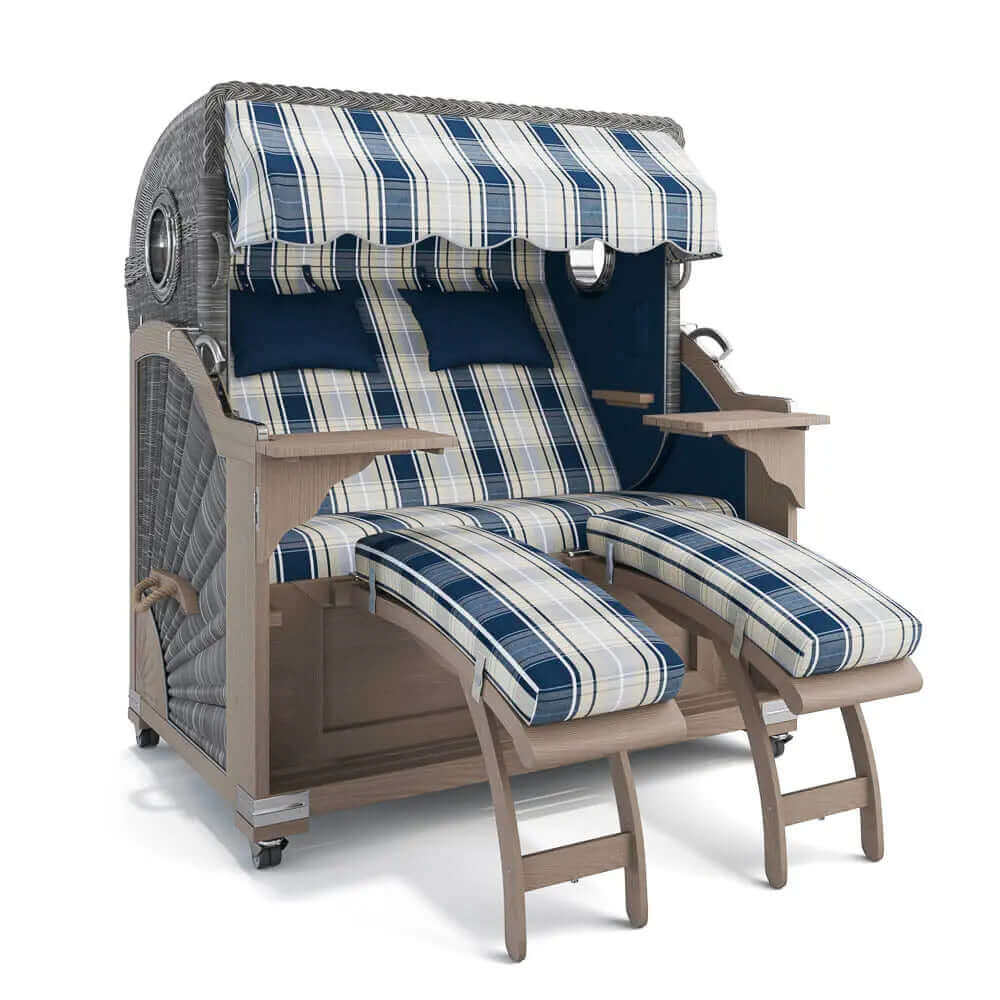 Strandkorb Kampen Teak Vintage Bullauge, Dessin Maspalomas 26105 - Strandkorb Fachhandel Prieß