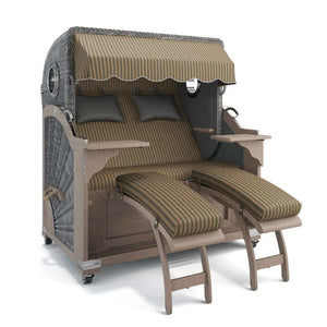 Strandkorb Kampen Teak Vintage Bullauge, Dessin New York 57436 - Strandkorb Fachhandel Prieß