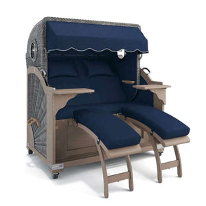 Strandkorb Kampen Teak Vintage Bullauge, Dessin San Sebastian 31415 - Strandkorb Fachhandel Prieß