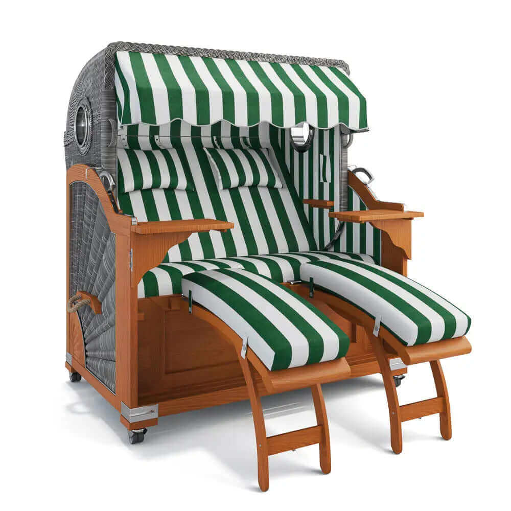 Strandkorb Kampen Teak 145 cm Rattangeflecht Dessin Hamburg 45926