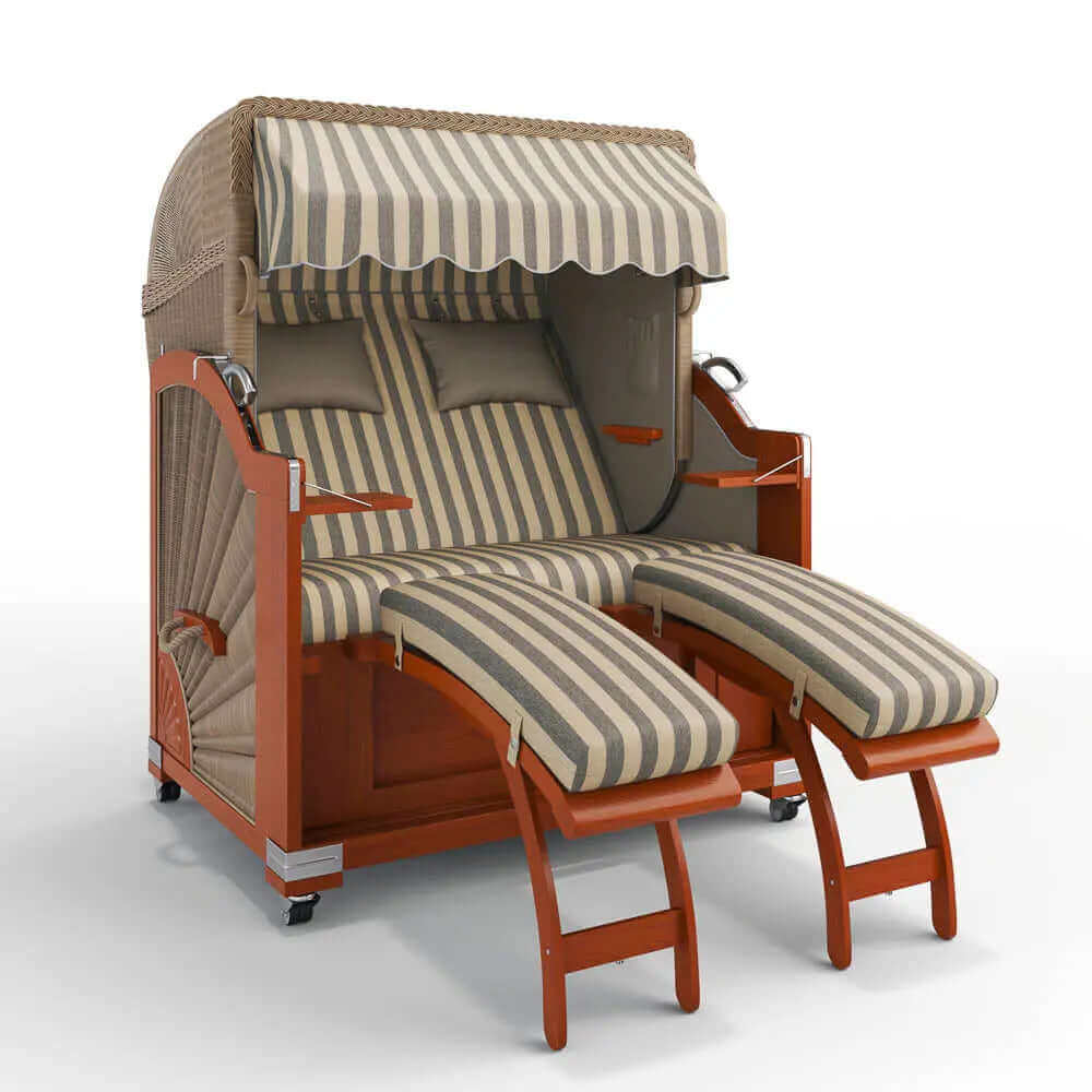 Strandkorb Keitum Mahagoni 130 cm Rattangeflecht Dessin Menorca 72158 - Strandkorb Fachhandel Prieß