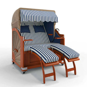 Strandkorb Keitum Mahagoni 130 cm Rattangeflecht Dessin Porto 82335 - Strandkorb Fachhandel Prieß