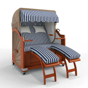 Strandkorb Keitum Mahagoni 130 cm Rattangeflecht Dessin Porto 82385 - Strandkorb Fachhandel Prieß