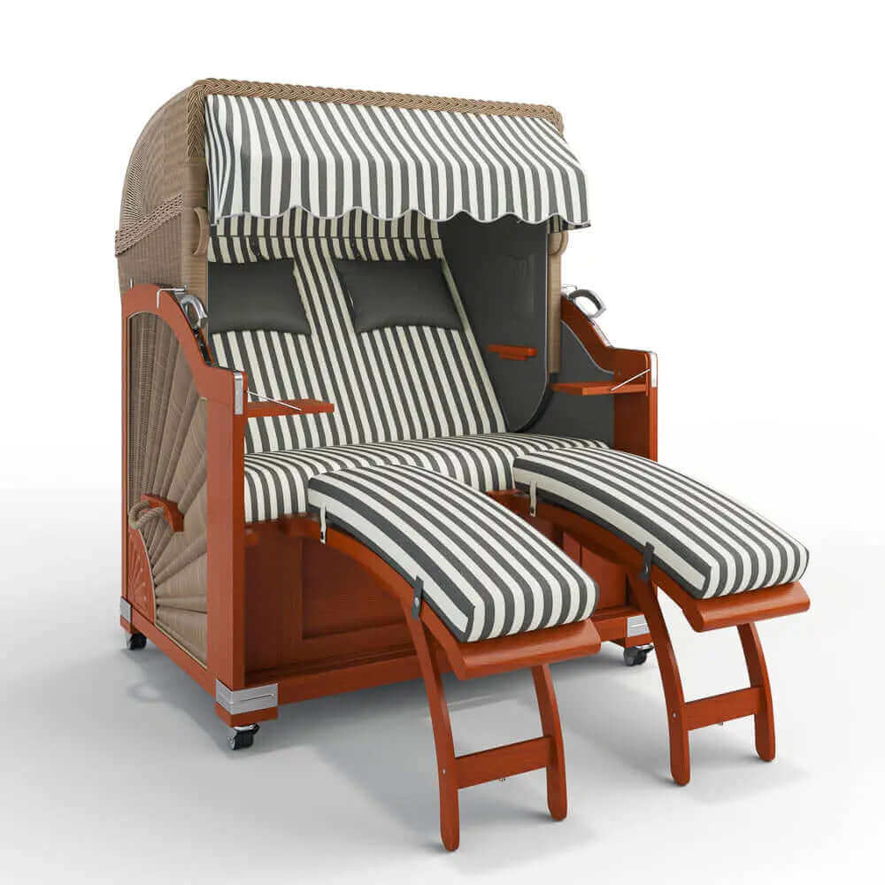 Strandkorb Keitum Mahagoni 130 cm Rattangeflecht Dessin Porto 82338 - Strandkorb Fachhandel Prieß
