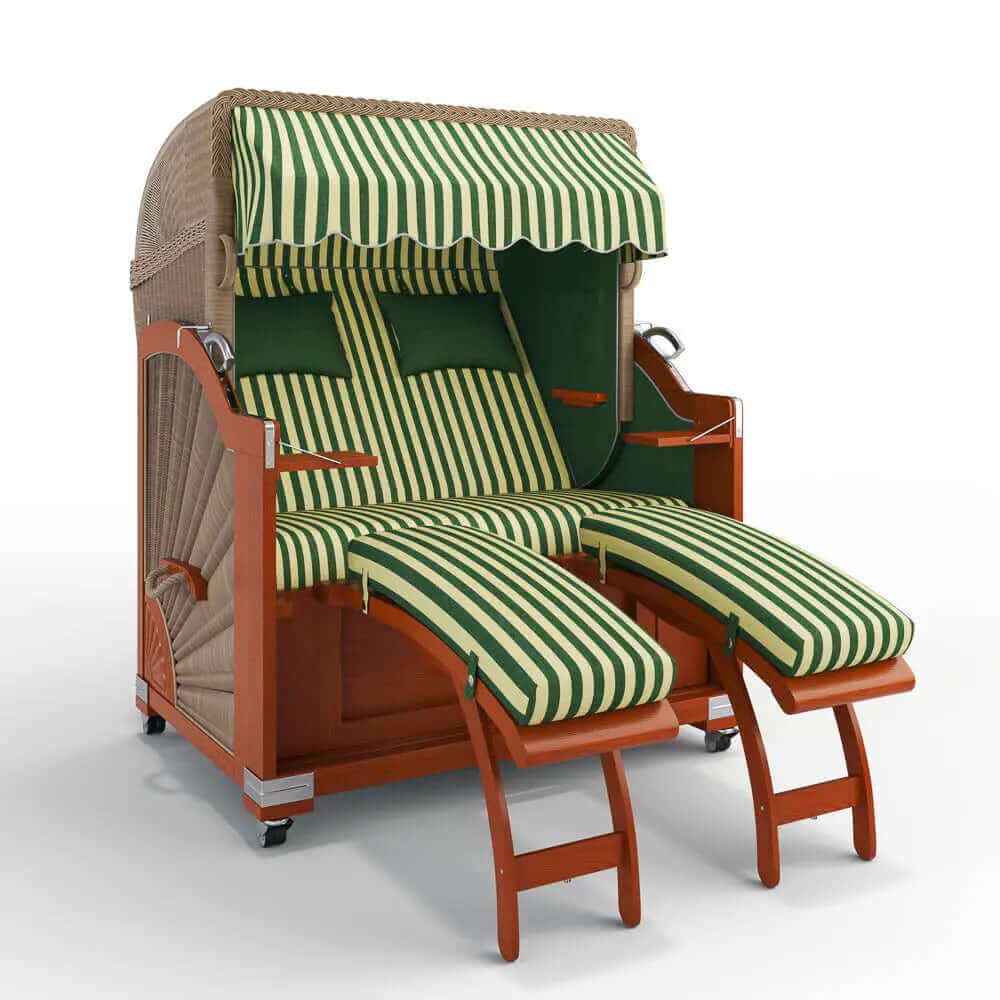 Strandkorb Keitum Mahagoni 130 cm Rattangeflecht Dessin Porto 82336 - Strandkorb Fachhandel Prieß